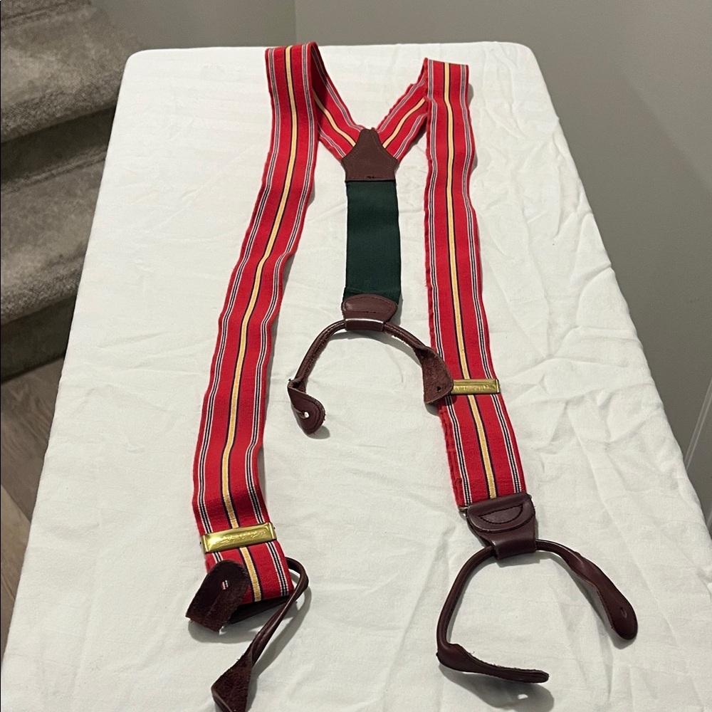 Striped Red and Green Men's Suspenders